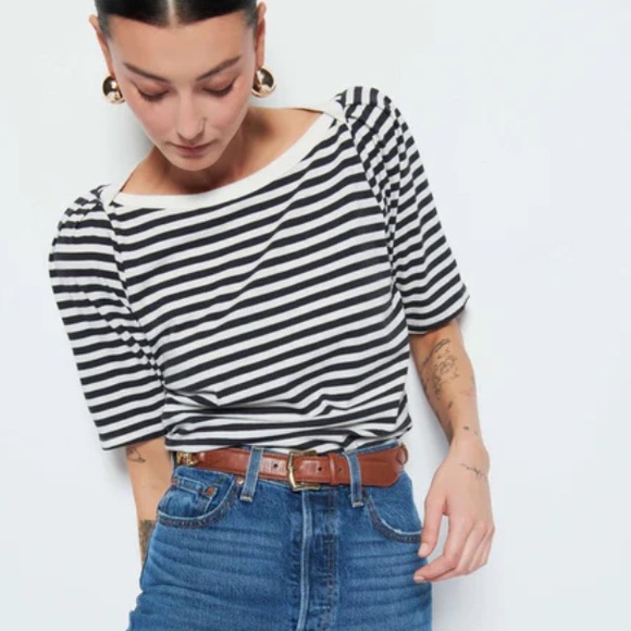 Nation LTD Tops - Nation LTD Deana Tee. Black & White Striped. Size Medium. Organic Cotton.